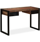 vidaXL Bureau met 2 lades 120x50x76 cm massief gerecycled hout