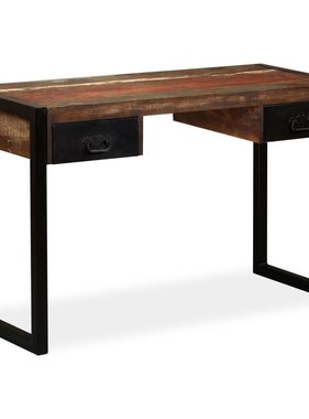 VidaXL Bureau met 2 lades 120x50x76 cm massief gerecycled hout