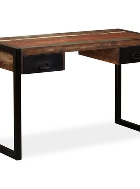 vidaXL Bureau met 2 lades 120x50x76 cm massief gerecycled hout