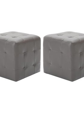 VidaXL Poef 2 st 30x30x30 cm kunstleer grijs