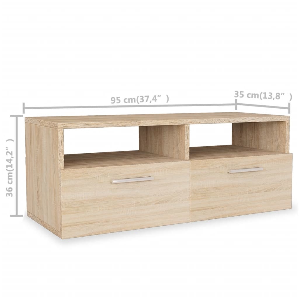 vidaXL Tv-meubel 95x35x36 cm spaanplaat eikenkleurig