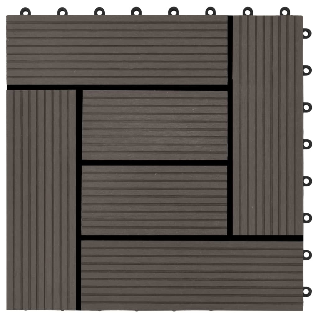 vidaXL 22 st Terrastegels 30x30 cm 2 m² HKC donkerbruin