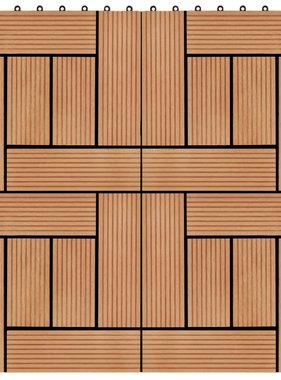 VidaXL 22 st Terrastegels 30x30 cm 2 m² HKC teakkleur
