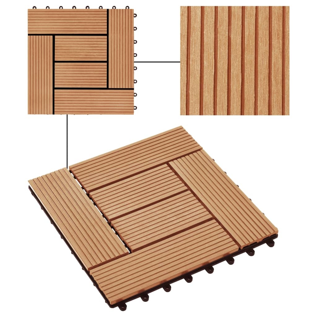 VidaXL 22 st Terrastegels 30x30 cm 2 m² HKC teakkleur