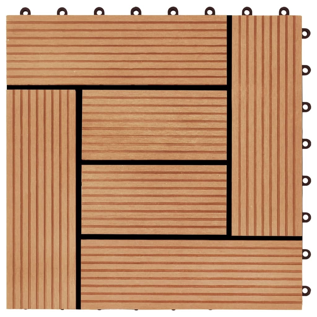 VidaXL 22 st Terrastegels 30x30 cm 2 m² HKC teakkleur