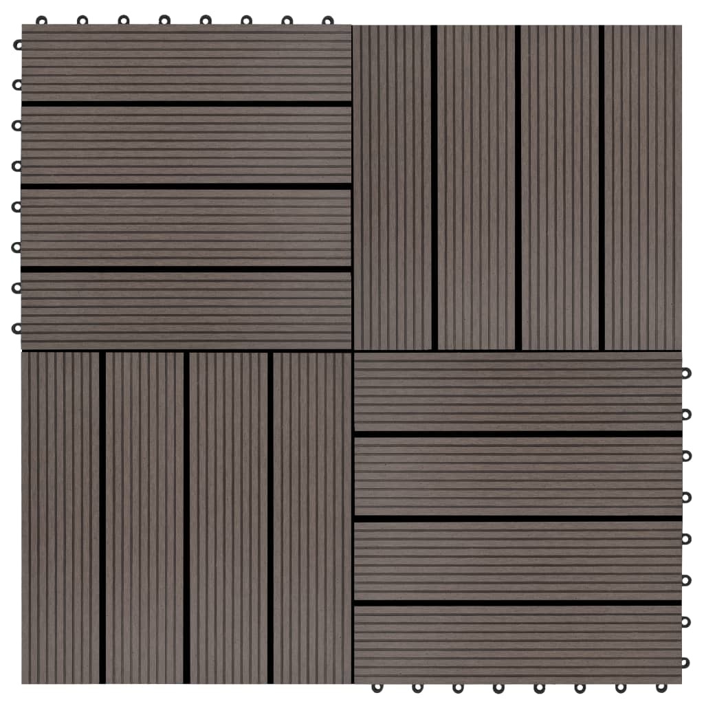 VidaXL 22 st Terrastegels 30x30 cm 2 m² HKC donkerbruin