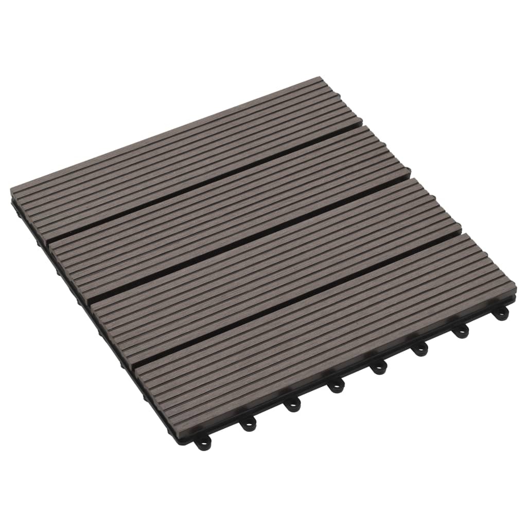VidaXL 22 st Terrastegels 30x30 cm 2 m² HKC donkerbruin