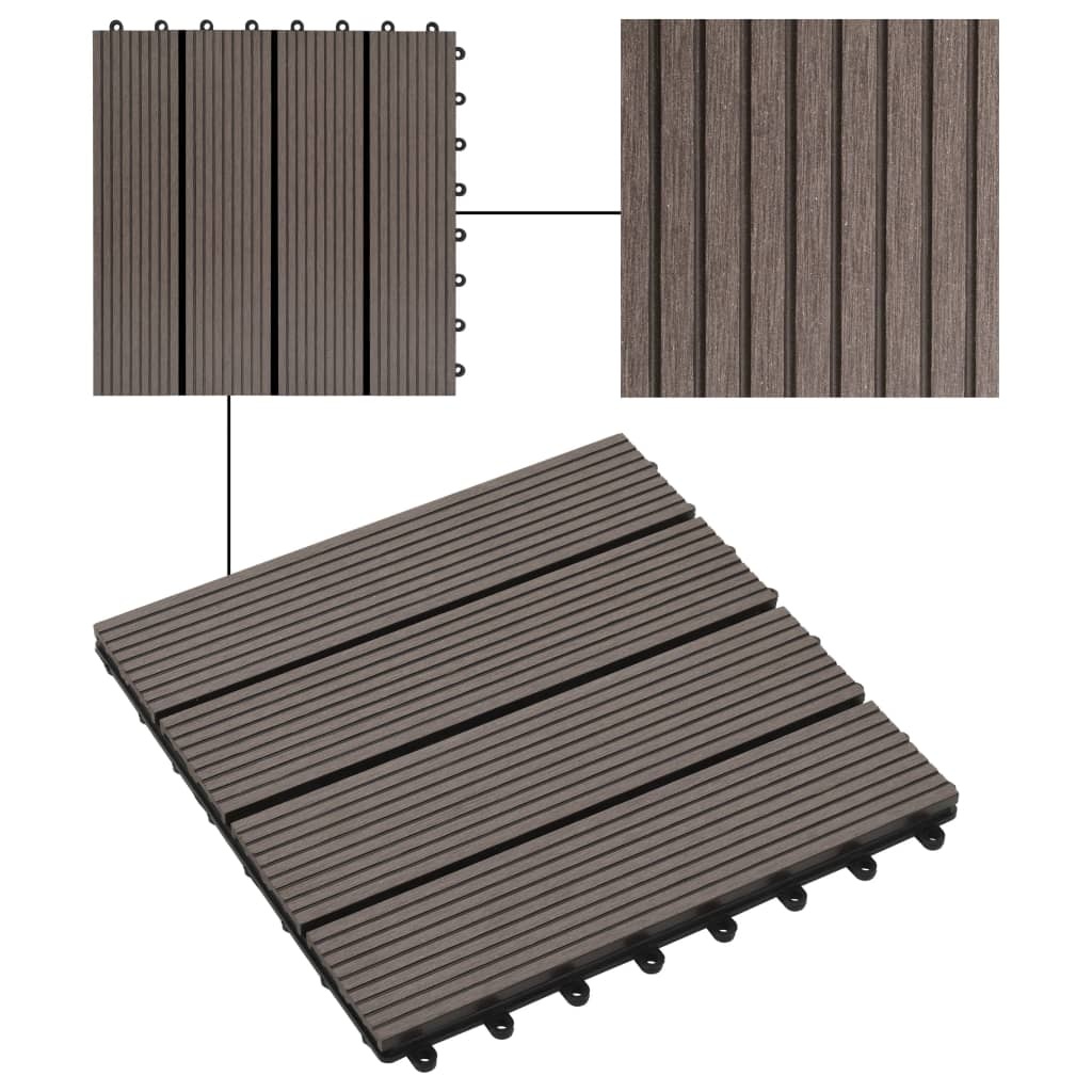 VidaXL 22 st Terrastegels 30x30 cm 2 m² HKC donkerbruin