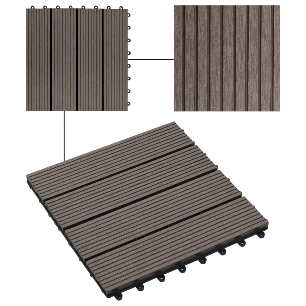 vidaXL 22 st Terrastegels 30x30 cm 2 m² HKC donkerbruin