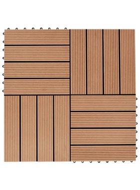 VidaXL 22 st Terrastegels 30x30 cm 2 m² HKC teakkleur