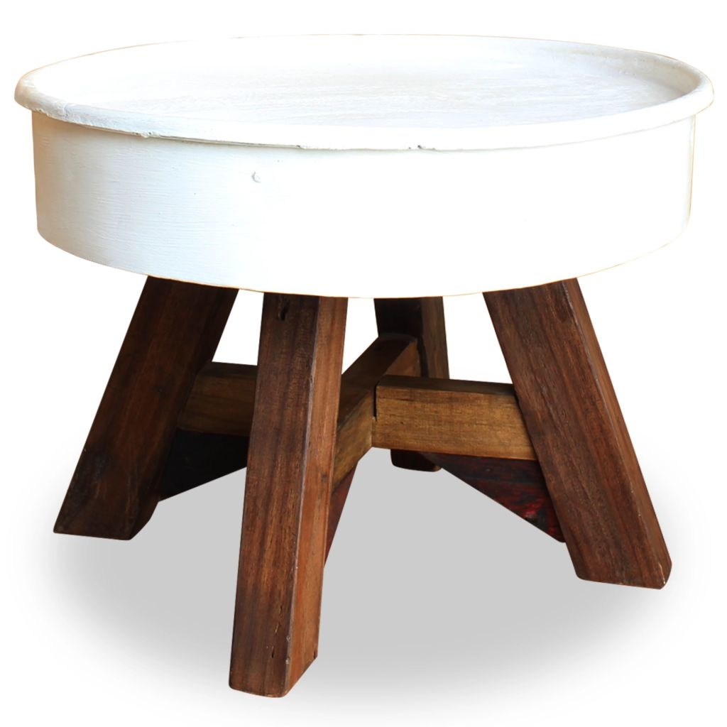 VidaXL Salontafel 60x45 cm massief gerecycled hout wit