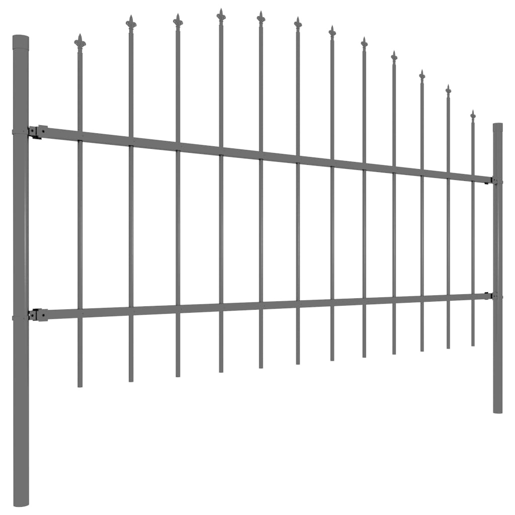 VidaXL Tuinhek met speren bovenkant (0,75-1)x17 m staal zwart