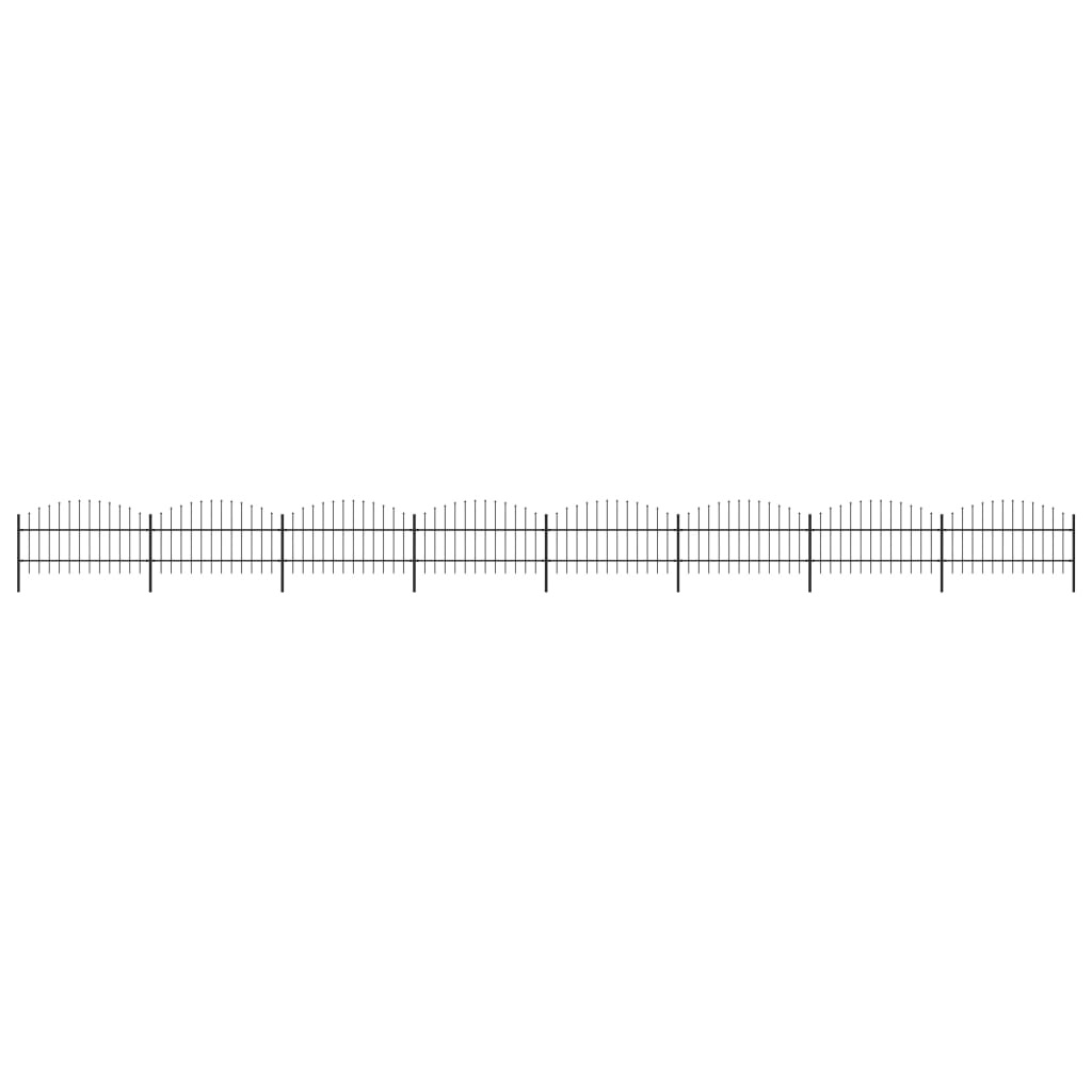 VidaXL Tuinhek met speren bovenkant (0,75-1)x13,6 m staal zwart