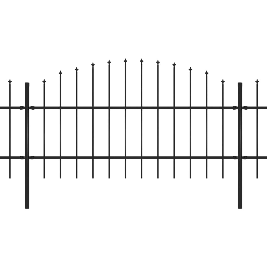 VidaXL Tuinhek met speren bovenkant (0,75-1)x13,6 m staal zwart