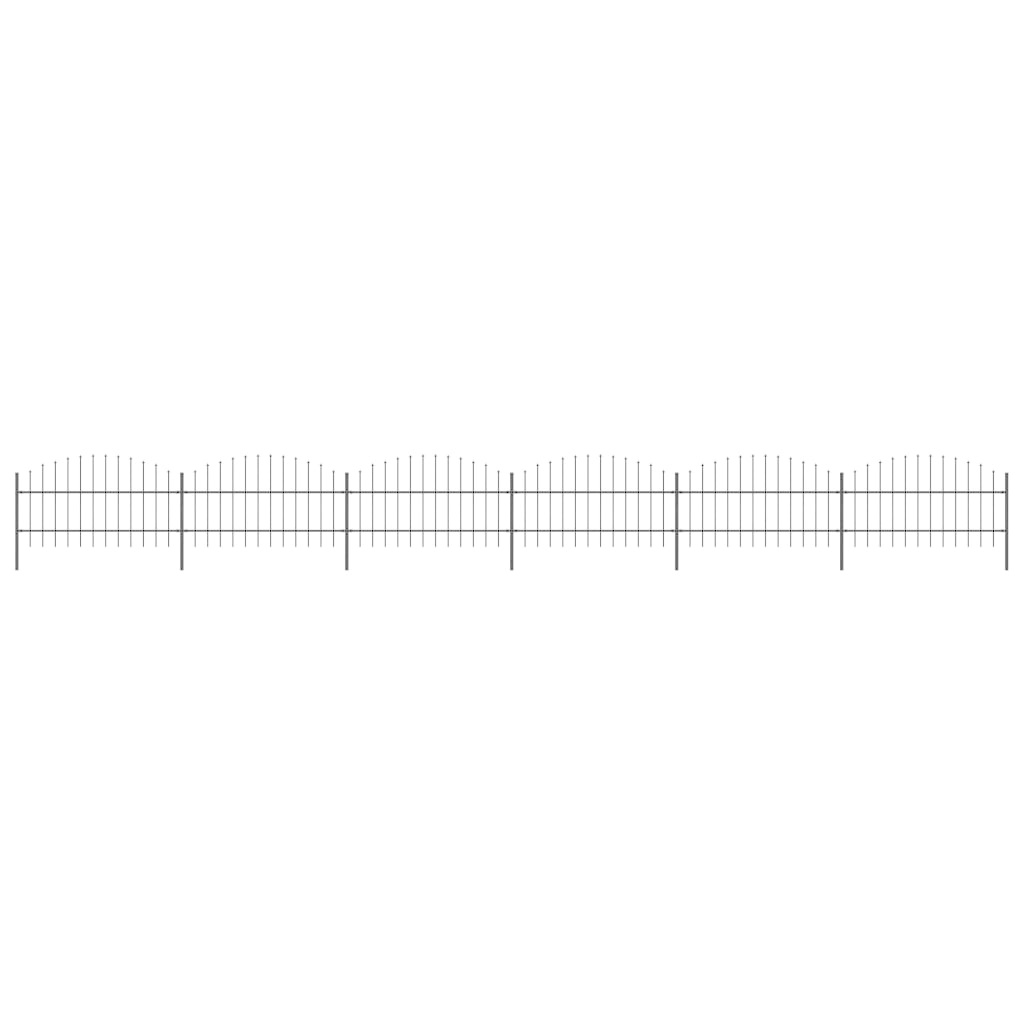 VidaXL Tuinhek met speren bovenkant (0,75-1)x10,2 m staal zwart