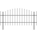 VidaXL Tuinhek met speren bovenkant (0,75-1)x10,2 m staal zwart