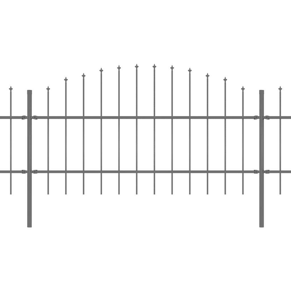 VidaXL Tuinhek met speren bovenkant (0,75-1)x10,2 m staal zwart