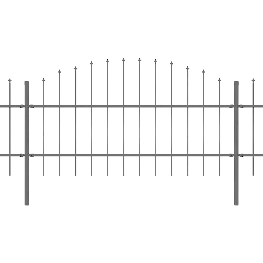 VidaXL Tuinhek met speren bovenkant (0,75-1)x6,8 m staal zwart