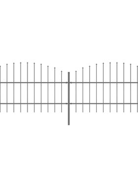 VidaXL Tuinhek met speren bovenkant (0,75-1)x3,4 m staal zwart