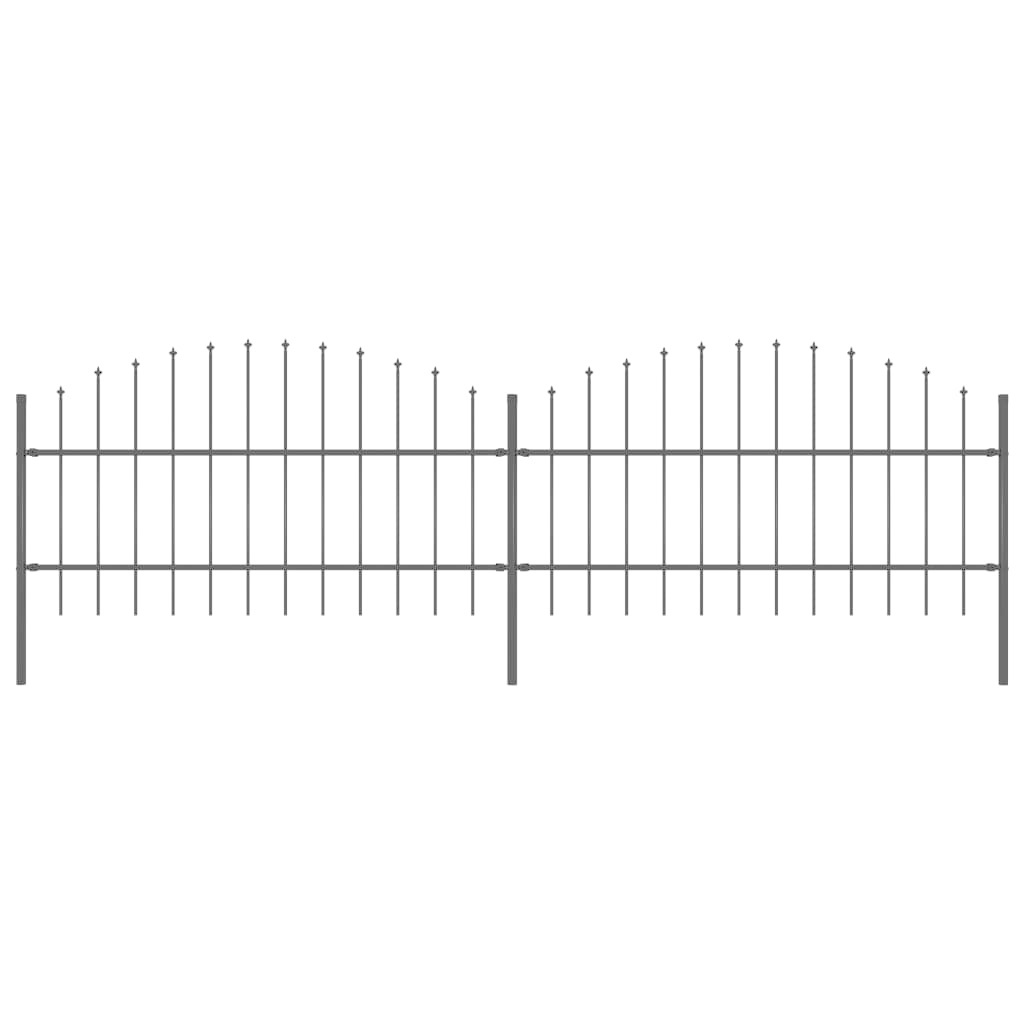 VidaXL Tuinhek met speren bovenkant (0,75-1)x3,4 m staal zwart