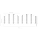 VidaXL Tuinhek met speren bovenkant (0,75-1)x3,4 m staal zwart
