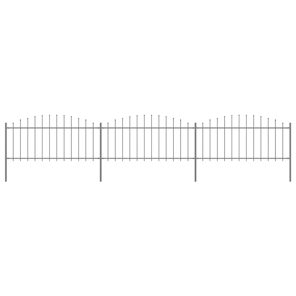 VidaXL Tuinhek met speren bovenkant (0,5-0,75)x5,1 m staal zwart