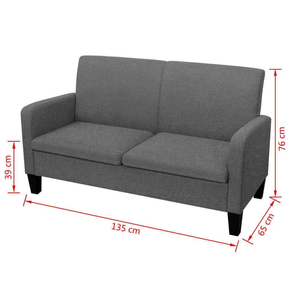 VidaXL Tweezitsbank 135x65x76 cm donkergrijs