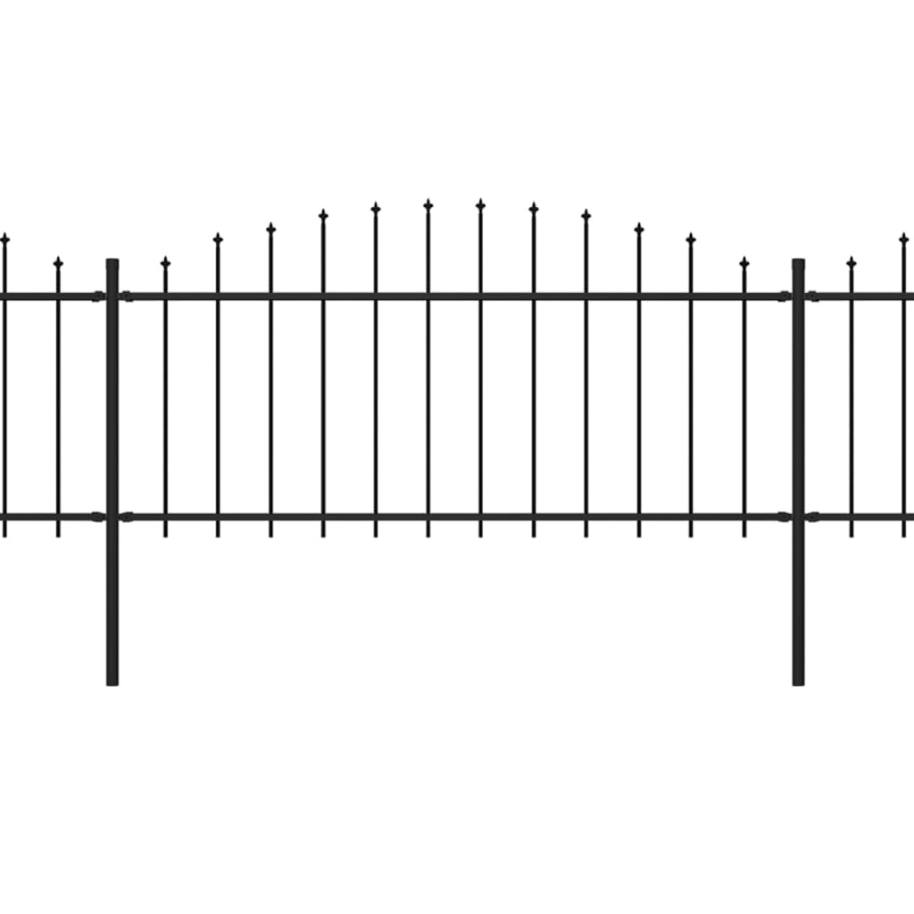 VidaXL Tuinhek met speren bovenkant (0,5-0,75)x3,4 m staal zwart