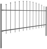 VidaXL Tuinhek met speren bovenkant (0,5-0,75)x3,4 m staal zwart