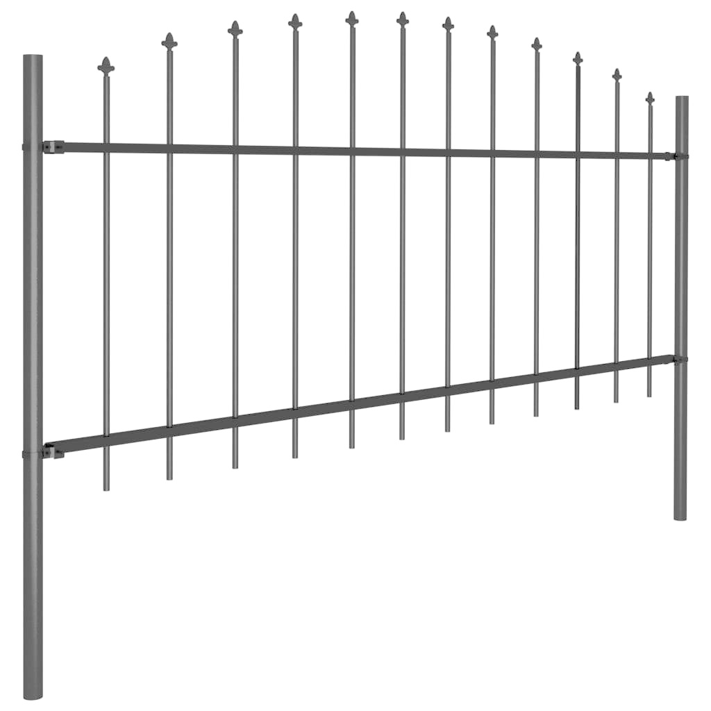 VidaXL Tuinhek met speren bovenkant (0,5-0,75)x3,4 m staal zwart