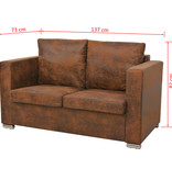 VidaXL 2-zitsbank 137x73x82 cm kunst suède leer