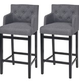 VidaXL Barkrukken 2 st stof donkergrijs