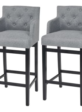 VidaXL Barkrukken 2 st stof lichtgrijs