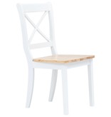 VidaXL Eetkamerstoelen 6 st massief rubberwood wit en lichthoutkleurig