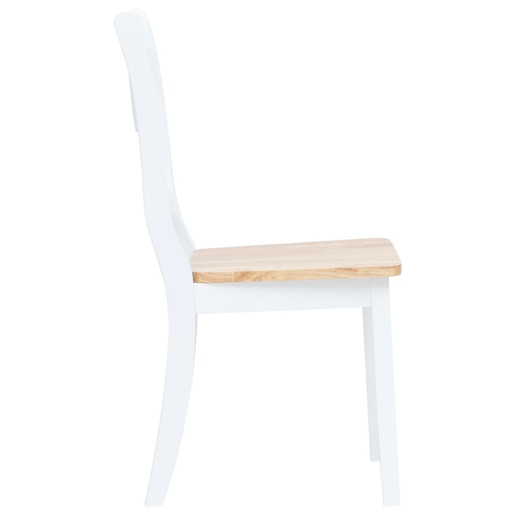 VidaXL Eetkamerstoelen 6 st massief rubberwood wit en lichthoutkleurig