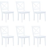 VidaXL Eetkamerstoelen 6 st massief rubberwood wit