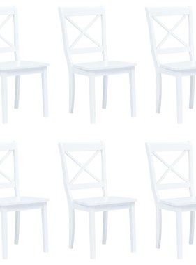 VidaXL Eetkamerstoelen 6 st massief rubberwood wit