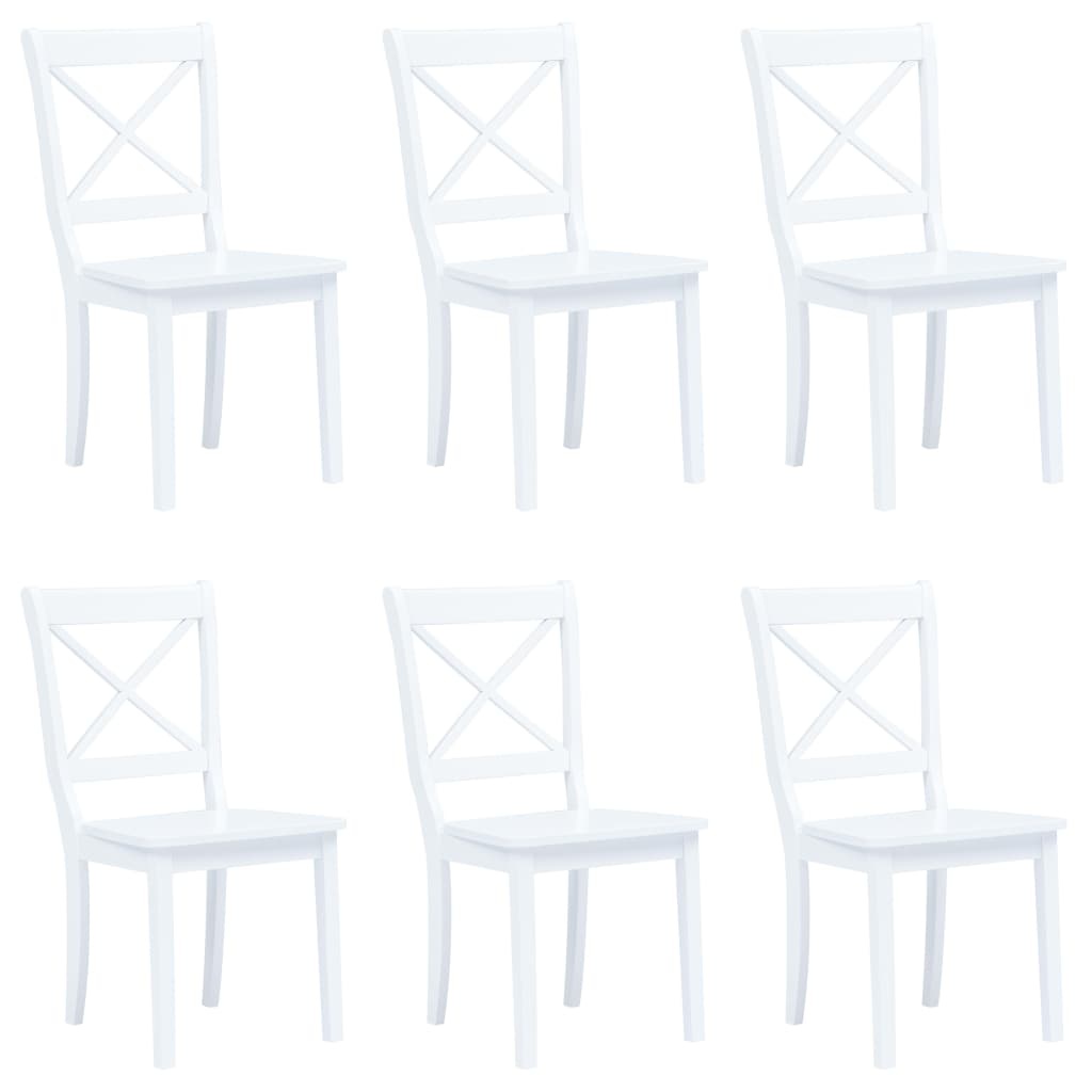 VidaXL Eetkamerstoelen 6 st massief rubberwood wit