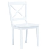 VidaXL Eetkamerstoelen 6 st massief rubberwood wit
