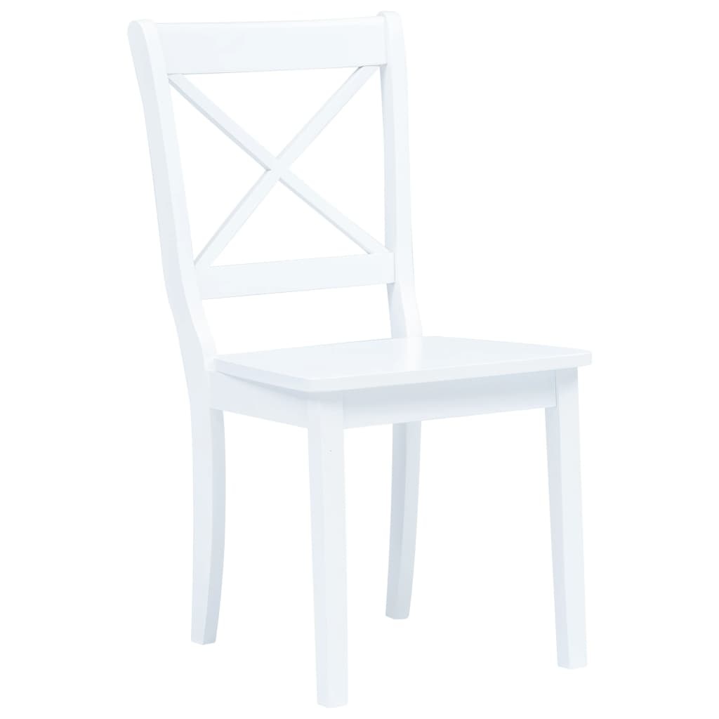 VidaXL Eetkamerstoelen 6 st massief rubberwood wit