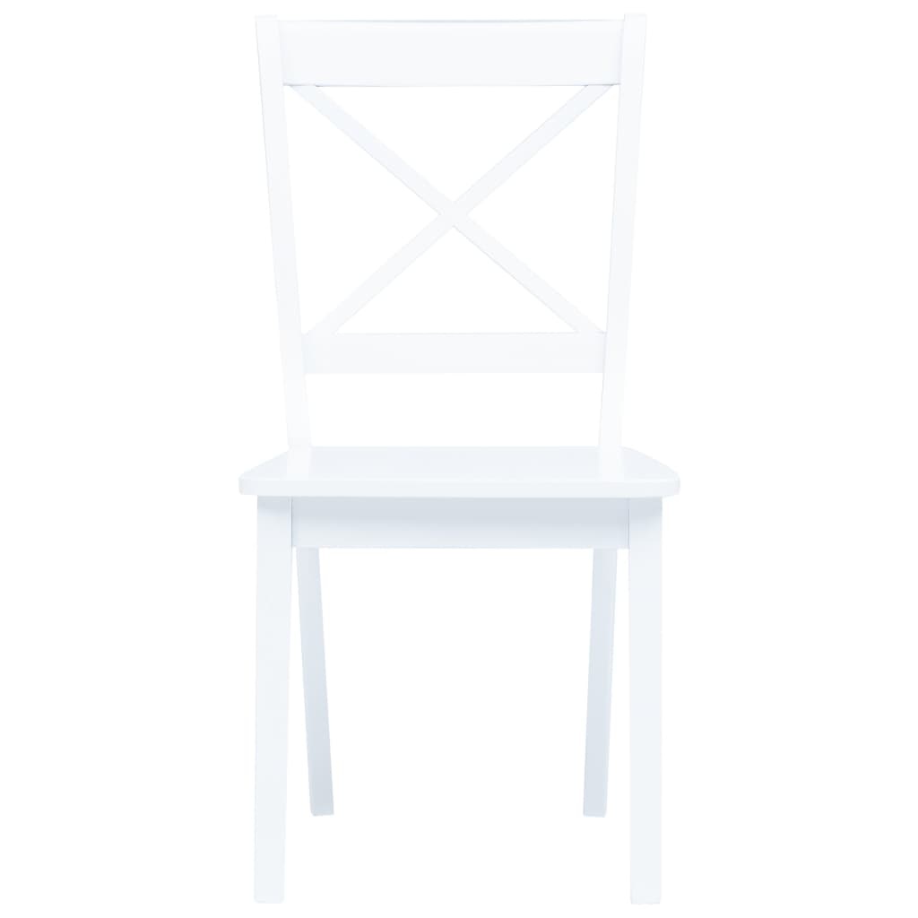 VidaXL Eetkamerstoelen 6 st massief rubberwood wit