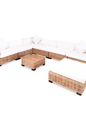 VidaXL Loungeset natuurlijk rattan 27-delig