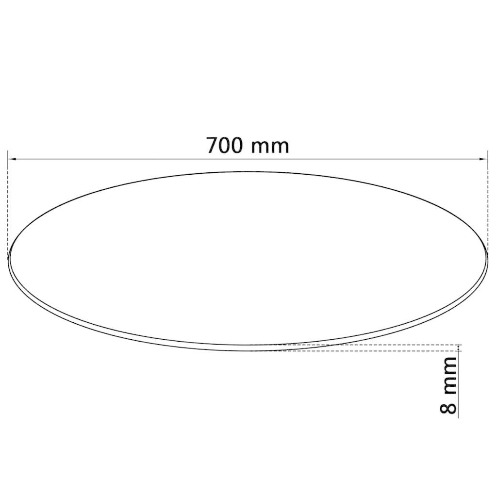 vidaXL Tafelblad van gehard glas 700 mm rond