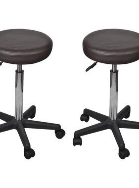 VidaXL Kantoorkrukken 2 st 35,5x98 cm kunstleer bruin