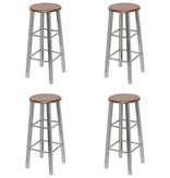 VidaXL Barkrukken 4 st MDF bruin en zilver