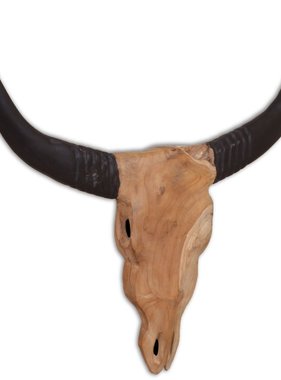 VidaXL Stierenbeeld wandgemonteerd 69x6x60 cm teakhout