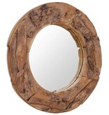 vidaXL Decoratieve spiegel rond 80 cm teakhout