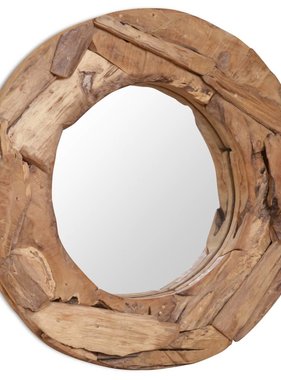 vidaXL Decoratieve spiegel rond 60 cm teakhout