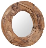 vidaXL Decoratieve spiegel rond 60 cm teakhout