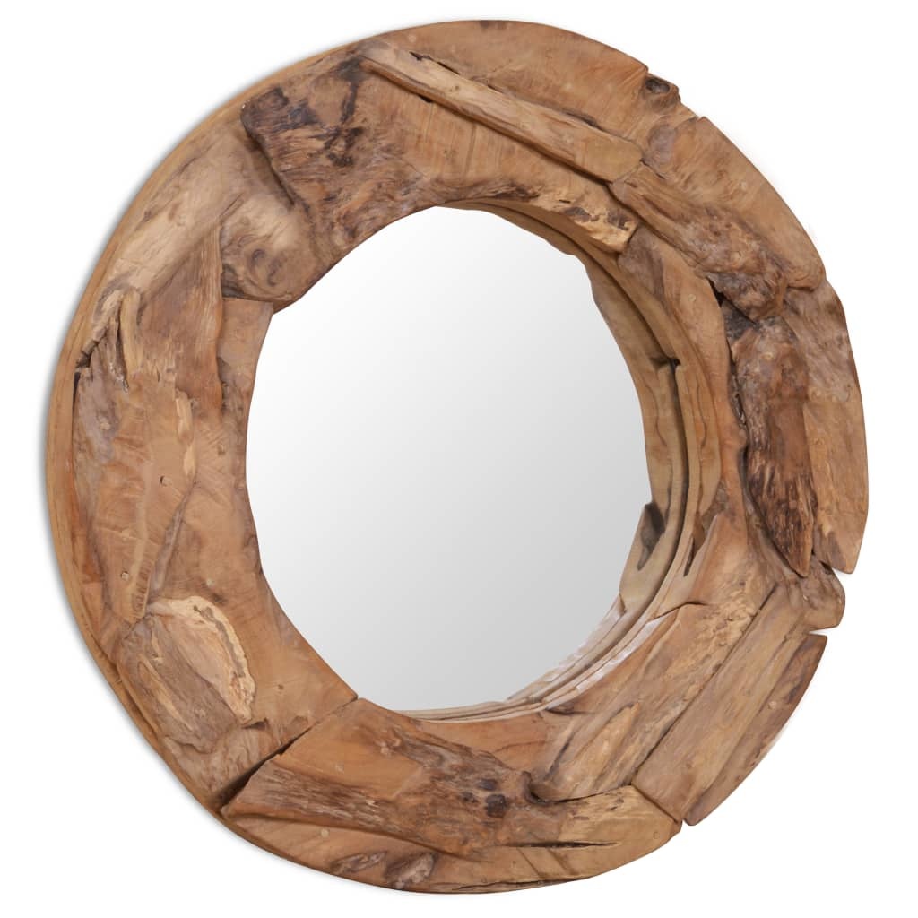 VidaXL Decoratieve spiegel rond 60 cm teakhout